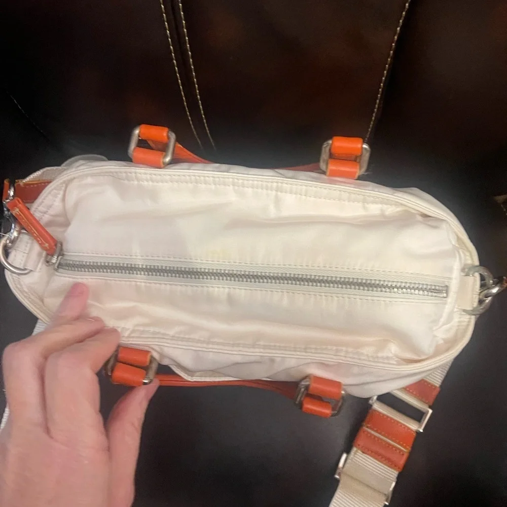 Prada Nylon 2-Way White and Orange Bag - Picture 5 of 11